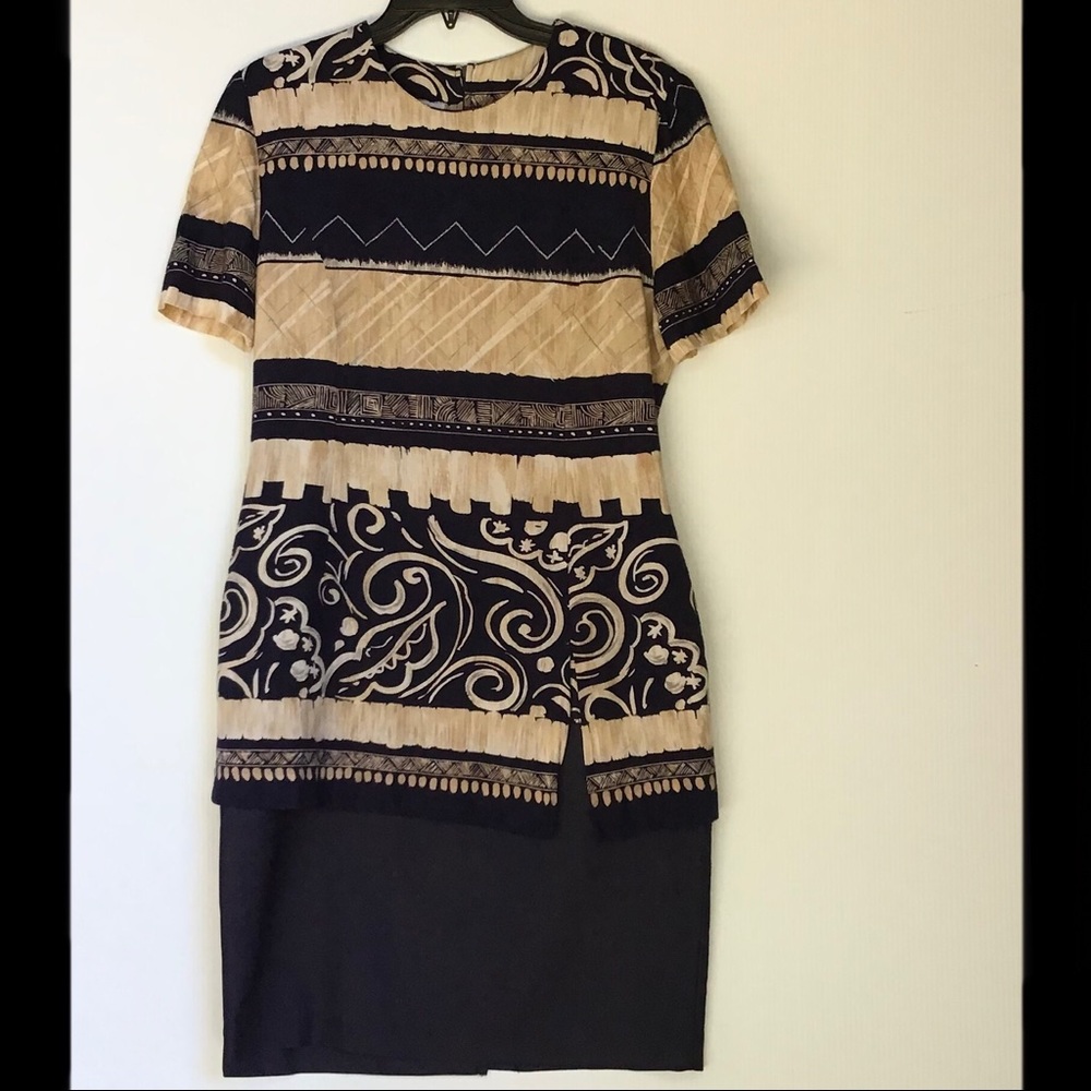 VTG 90s KC Spencer New York Geometric Print Dress Short Sleeve Size 10.